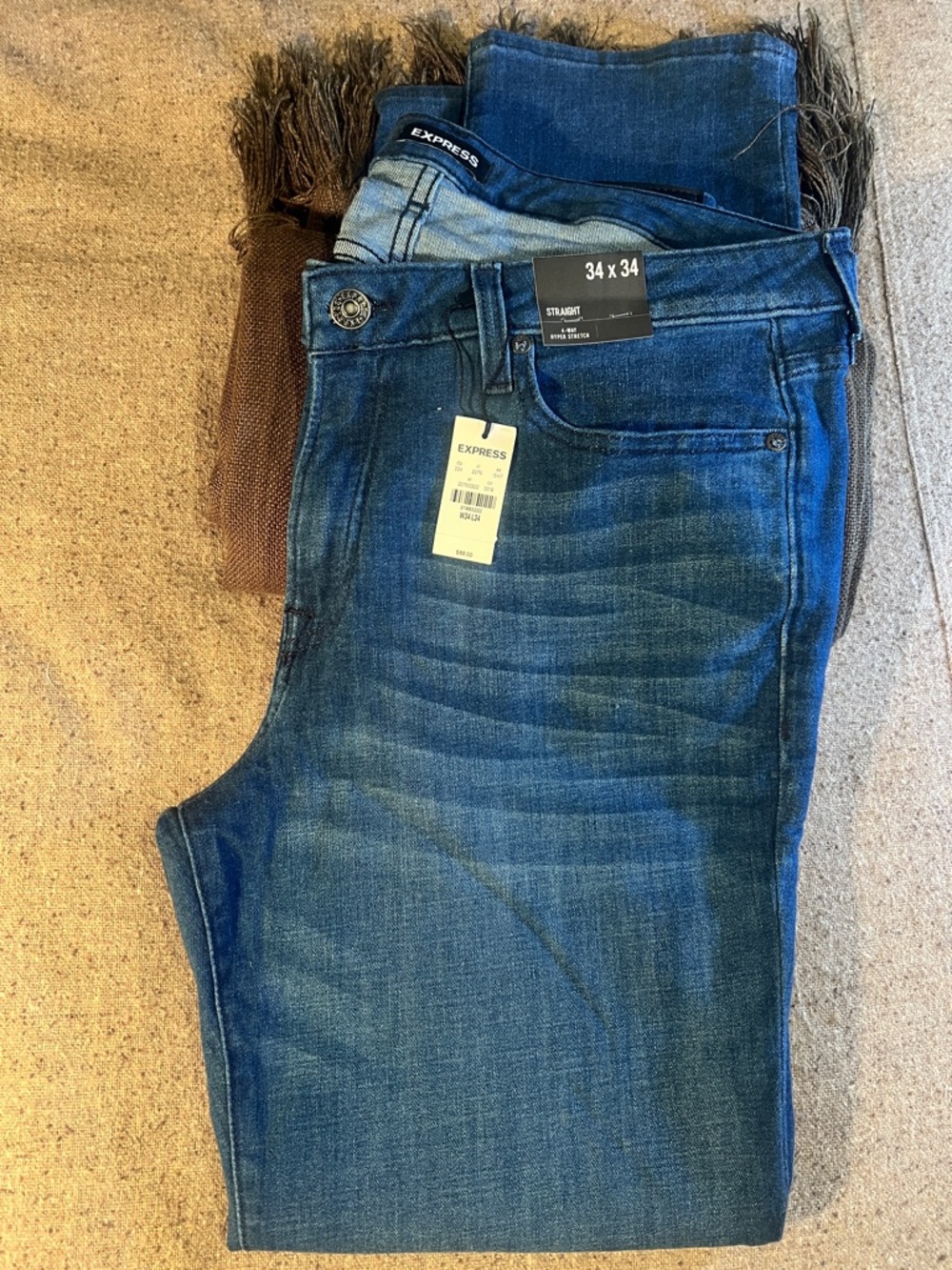 Men's Dark Blue Straight Leg Jeans 34 x 34